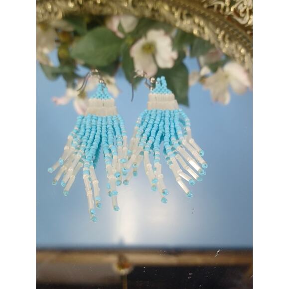 Southwestern Seed Bead Dangle Drop Earrings Southwest Boho Jewelry - Picture 6 of 6